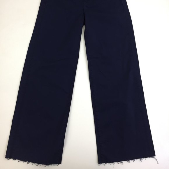 NWT L'AGENCE Dark Blue Denim Wide Leg Raw Edge Hem 5 Pocket Jeans - Picture 5 of 10